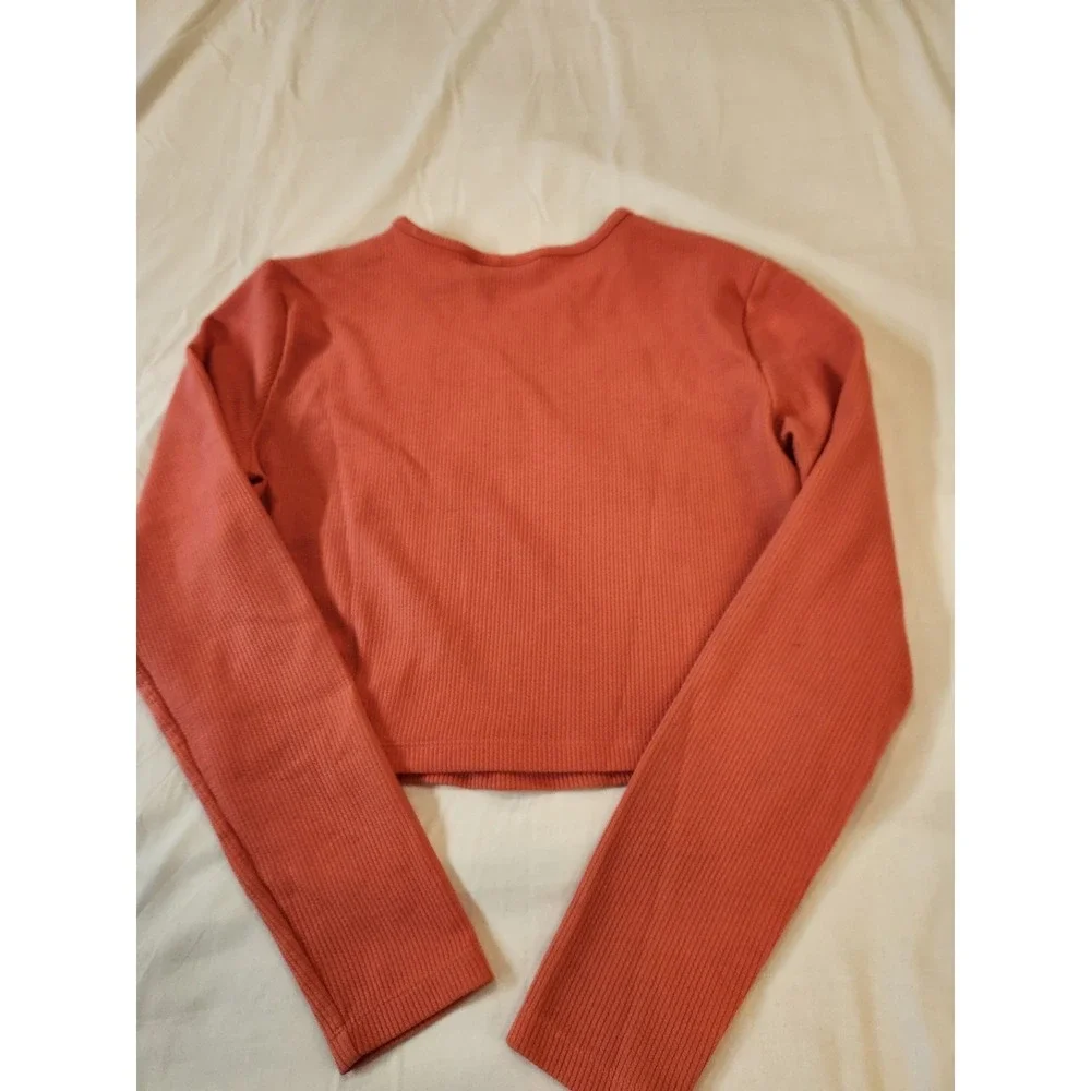 Vintage Adidas Women's Hot Pink Cropped Active Top Size L Long Sleeve Sport Gym‎